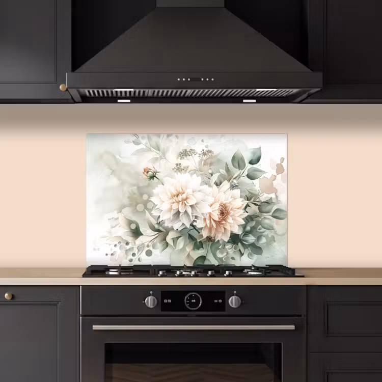 Salpicaderos de cocina - Flores - Blancas - Plantas - Dalias — 5