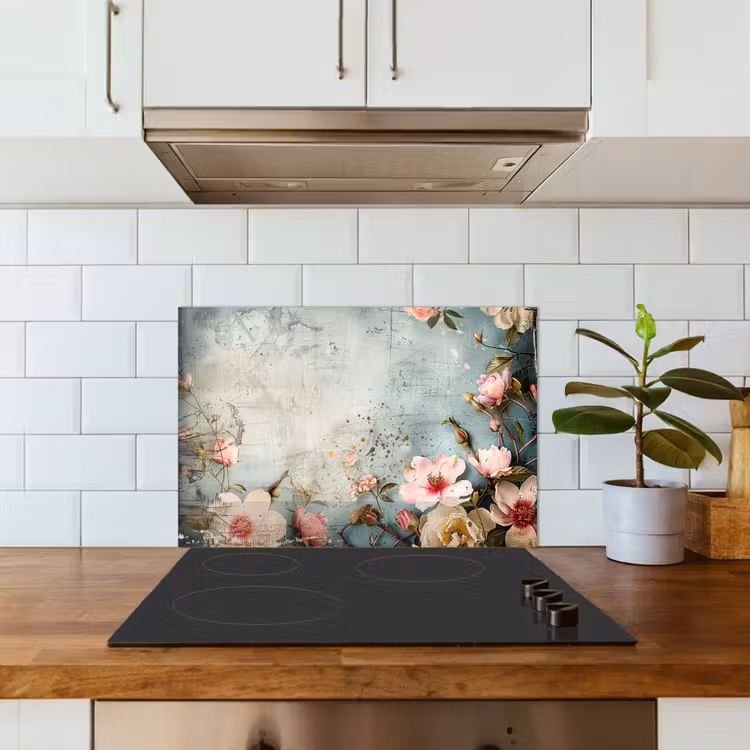 Salpicaderos de cocina - Flores - Hormigón - Gris - Naturaleza — 3