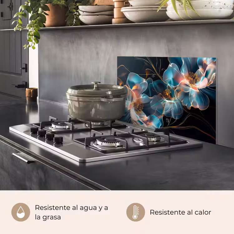 Salpicaderos de cocina - Flores - Negro - Luz - Flora — 2