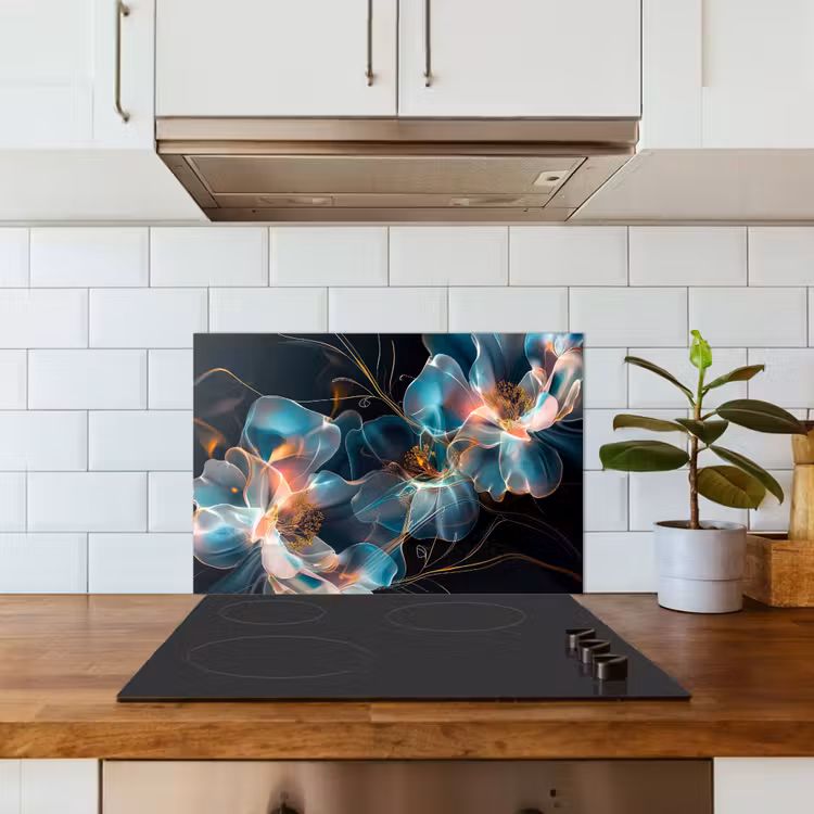 Salpicaderos de cocina - Flores - Negro - Luz - Flora — 3
