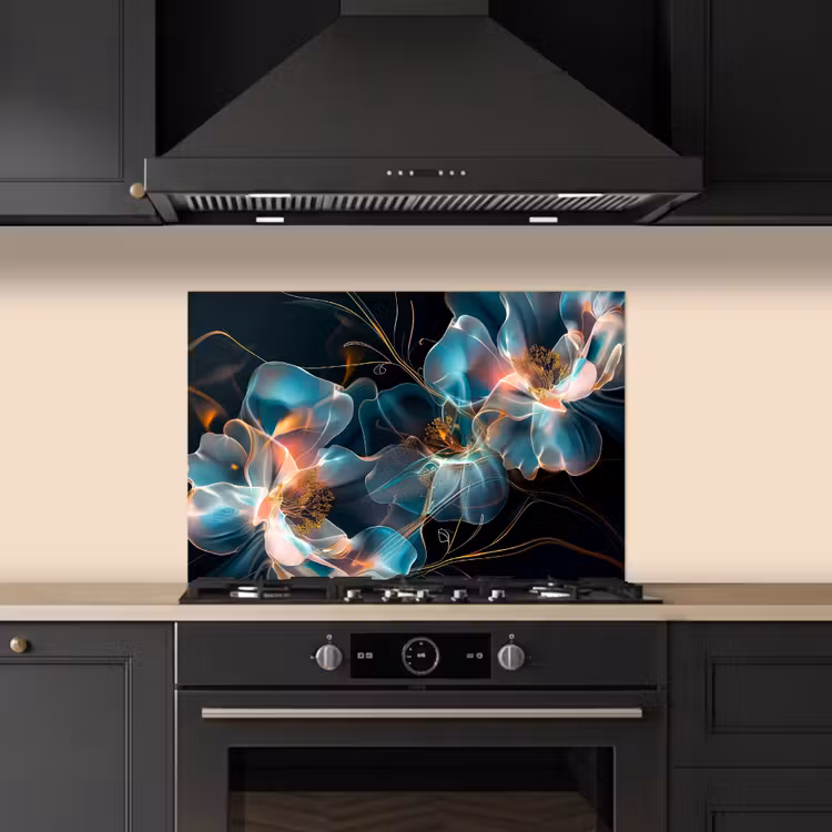 Salpicaderos de cocina - Flores - Negro - Luz - Flora — 5