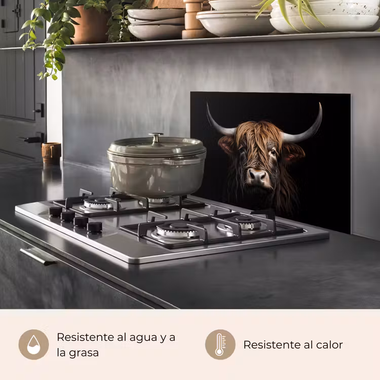 Salpicaderos de cocina - Highlander escocés - Retrato - Negro - Animal — 2