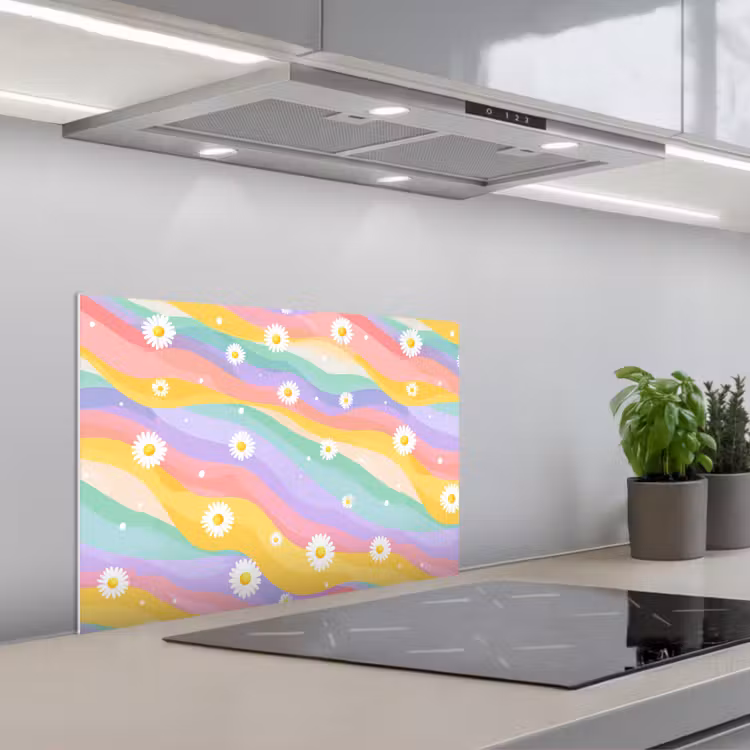 Salpicaderos de cocina - Margaritas - Colorido - Pastel — 1