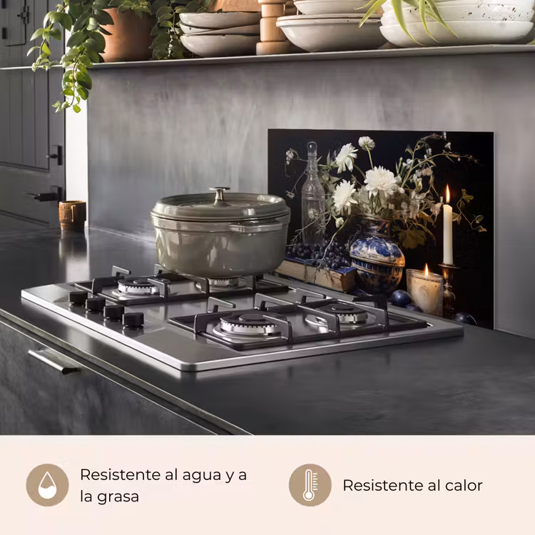 Salpicaderos de cocina - Naturaleza muerta - Flores - Velas - Azul de Delft - Blanco — 2