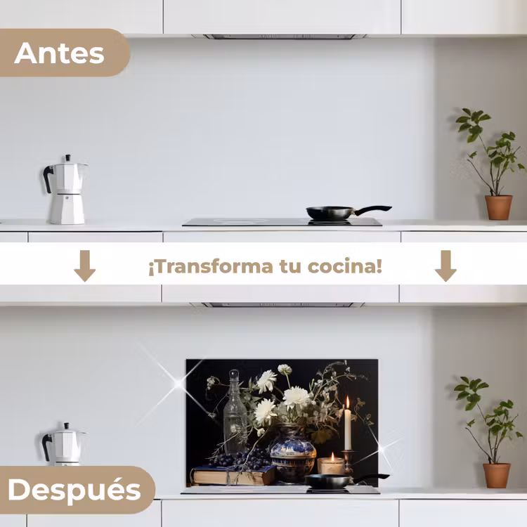 Salpicaderos de cocina - Naturaleza muerta - Flores - Velas - Azul de Delft - Blanco — 7