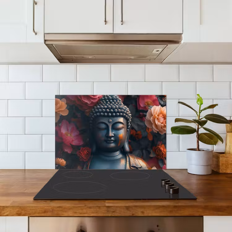 Salpicaderos de cocina - Buda - Flores - Imagen - Arte — 3