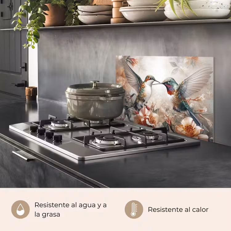 Salpicaderos de cocina - Colibrí - Aves - Flores - Naturaleza — 2