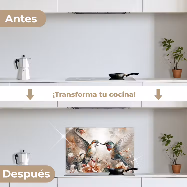 Salpicaderos de cocina - Colibrí - Aves - Flores - Naturaleza — 7