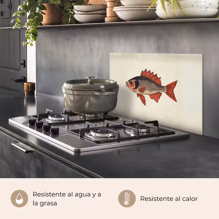 Salpicaderos de cocina - Escamas - Rojo - Pez - Aletas — 2