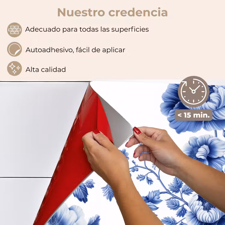 Salpicaderos de cocina - Flores - Azul de Delft - Arte - Blanco — 4