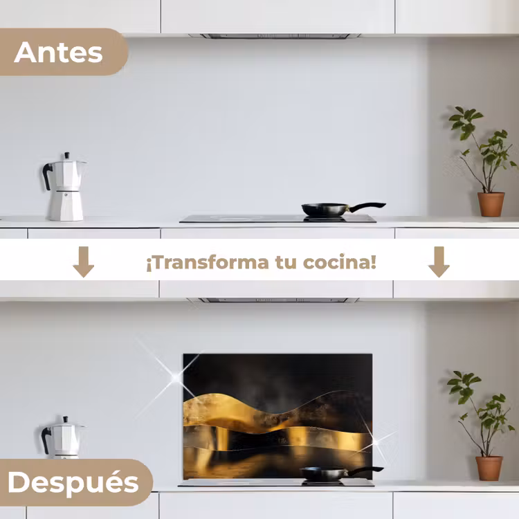 Salpicaderos de cocina - Negro - Oro - Ondas - Sombra — 7