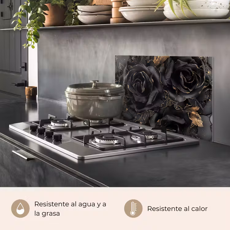 Salpicaderos de cocina - Obsidiana - Negro - Oro - Estampado — 2