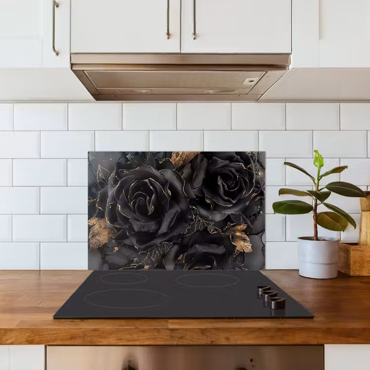 Salpicaderos de cocina - Obsidiana - Negro - Oro - Estampado — 3