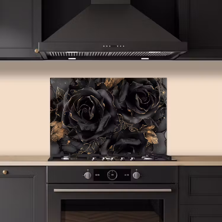 Salpicaderos de cocina - Obsidiana - Negro - Oro - Estampado — 5
