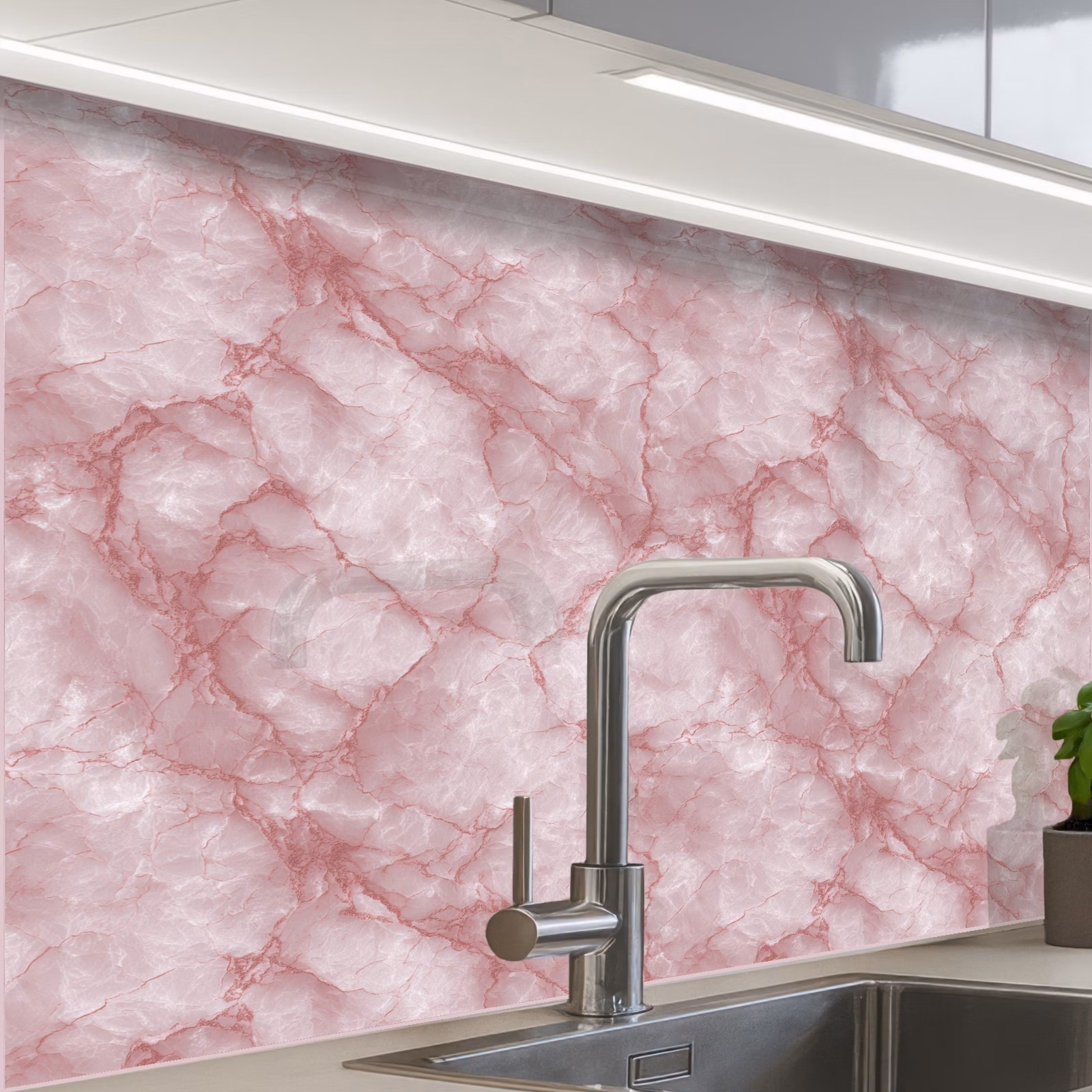 Revestimiento cocina - Rosa - Mármol de cuarzo - Vetas — 1