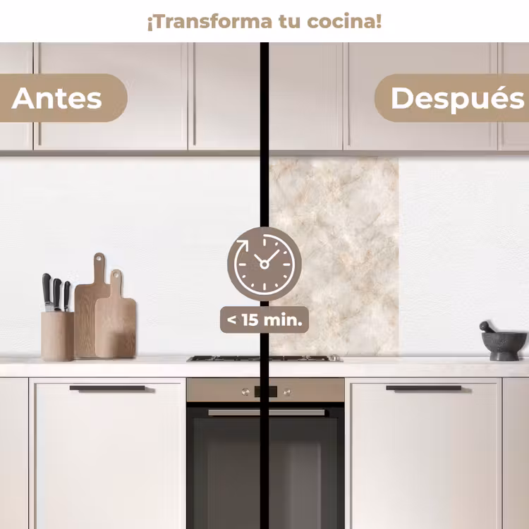 Revestimiento cocina - Beige claro - Vetas marrón dorado - Mármol — 2