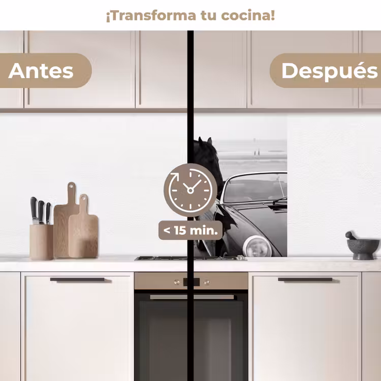 Revestimiento cocina - Caballo - Coche - Negro - Blanco — 2
