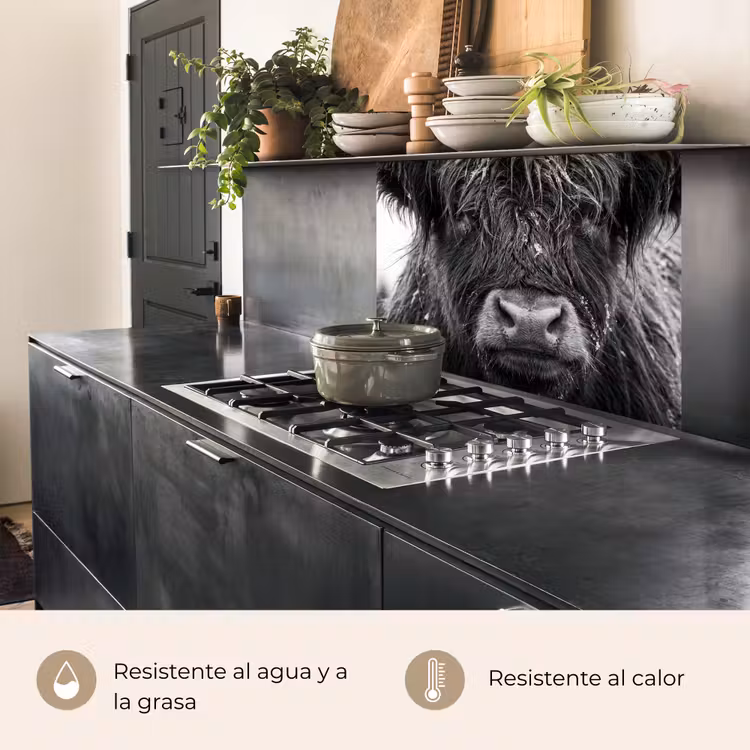 Revestimiento cocina - Highlander escocés - Negro - Blanco - Copos de nieve — 4
