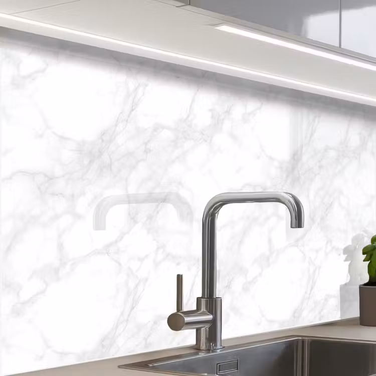 Revestimiento cocina - Minimalista - Blanco - Vetas grises — 1