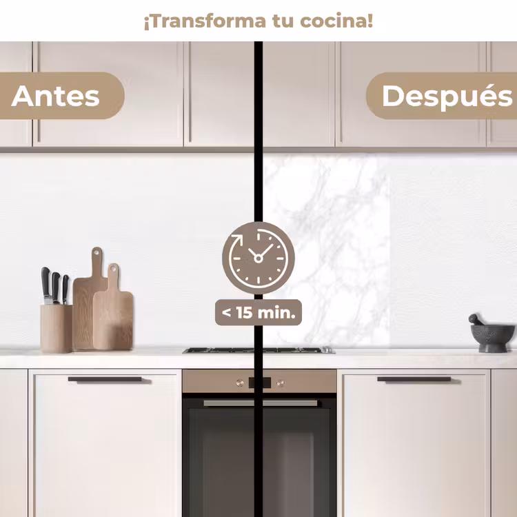 Revestimiento cocina - Minimalista - Blanco - Vetas grises — 2