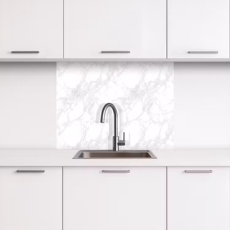 Revestimiento cocina - Minimalista - Blanco - Vetas grises — 3