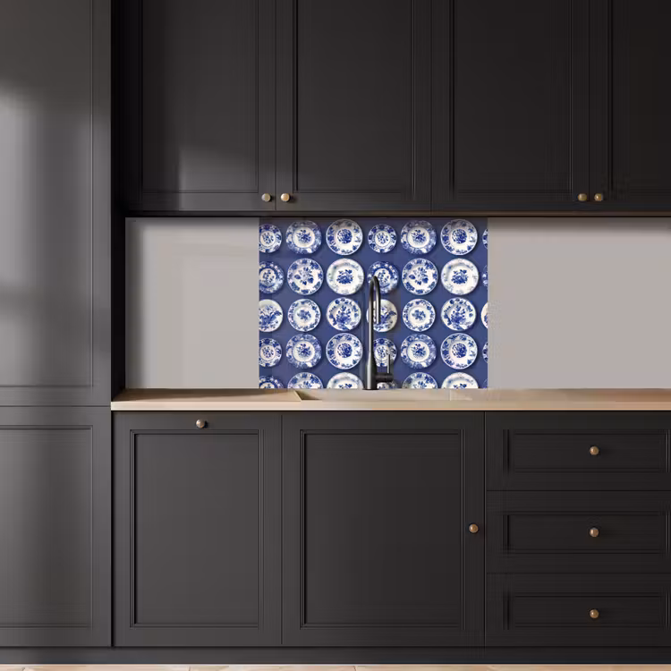 Revestimiento cocina - Platos - Floral - Azul — 5