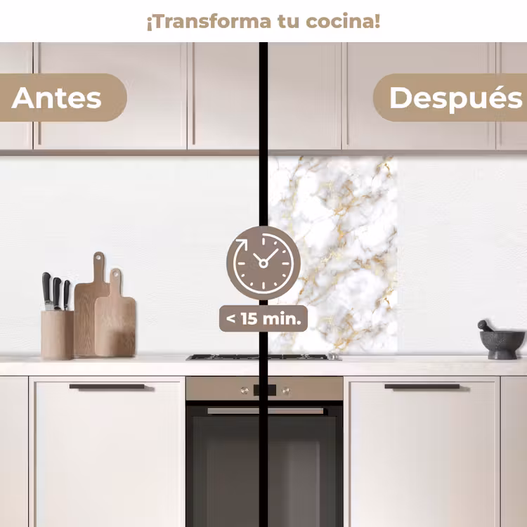 Revestimiento cocina - Vetas doradas - Mármol - Blanco — 2