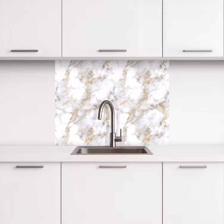 Revestimiento cocina - Vetas doradas - Mármol - Blanco — 3