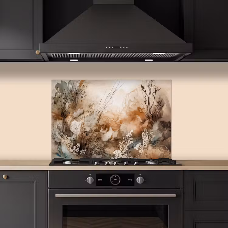 Salpicaderos de cocina - Abstracto - Beige - Pintura - Arte - Naturaleza - Flores — 5