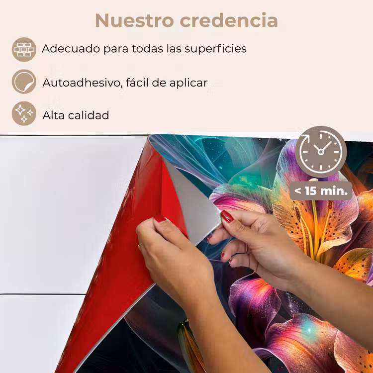Salpicaderos de cocina - Colorido - Flores - Negro — 4