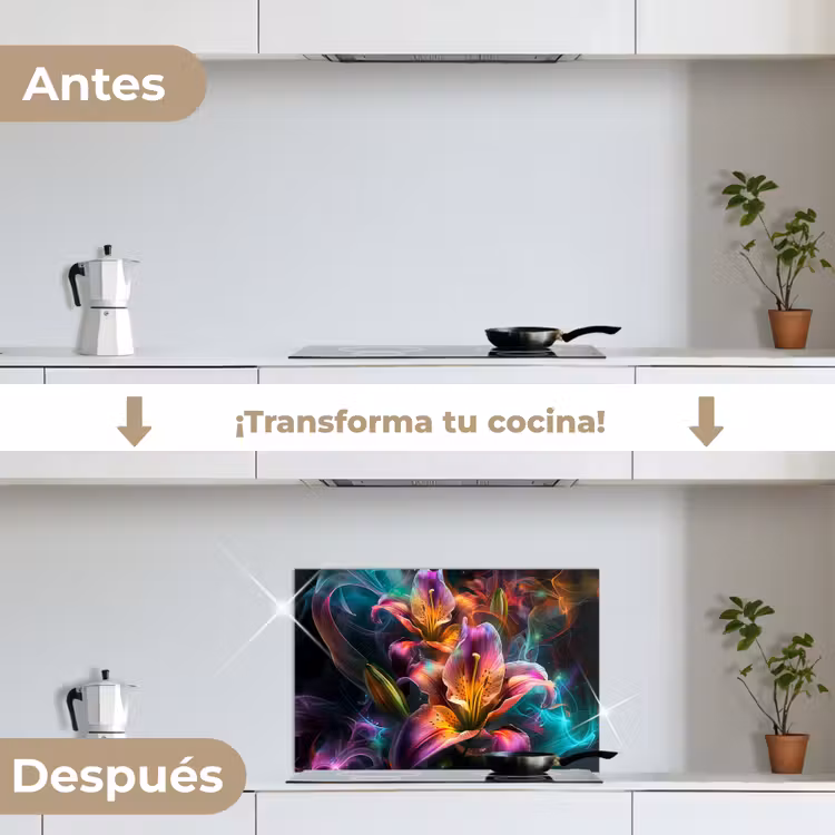 Salpicaderos de cocina - Colorido - Flores - Negro — 7