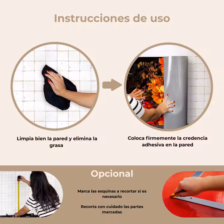 Salpicaderos de cocina - Flores - Colorido - Negro — 6