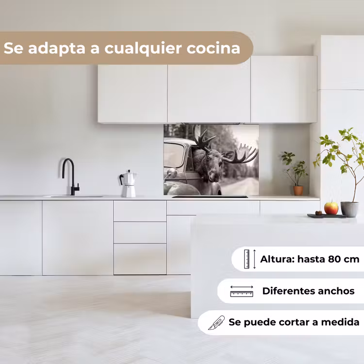 Revestimiento cocina - Alce - Coche - Cornamenta - Negro - Blanco — 6
