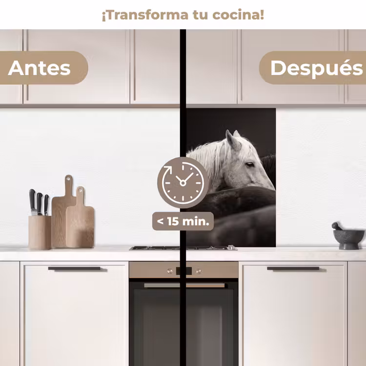 Revestimiento cocina - Caballos - Negro - Blanco - Manada — 2
