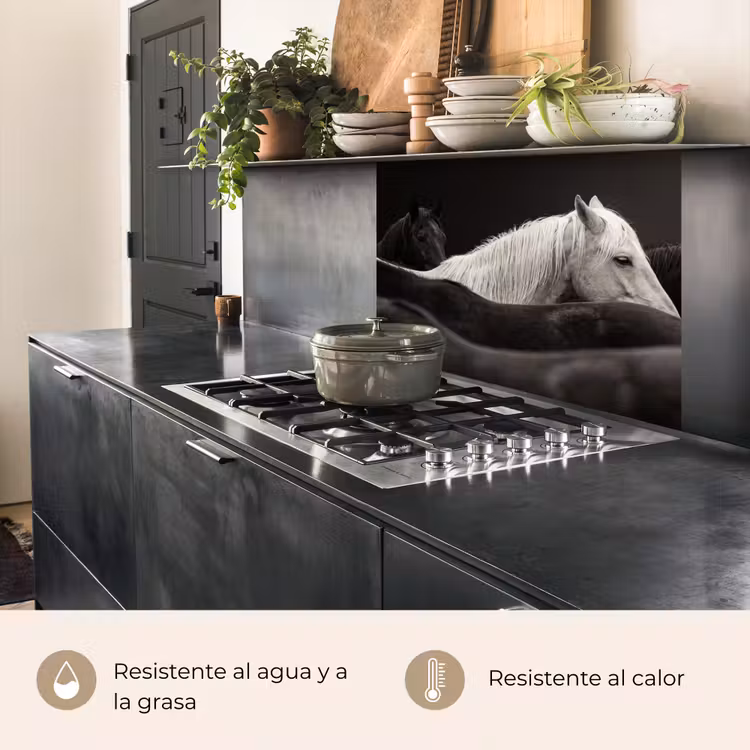 Revestimiento cocina - Caballos - Negro - Blanco - Manada — 4