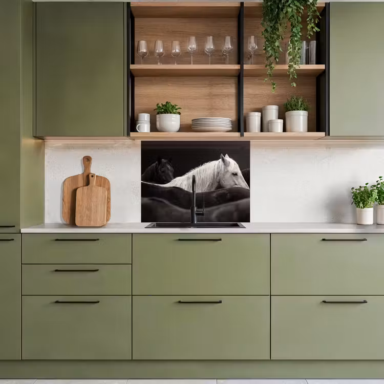 Revestimiento cocina - Caballos - Negro - Blanco - Manada — 7