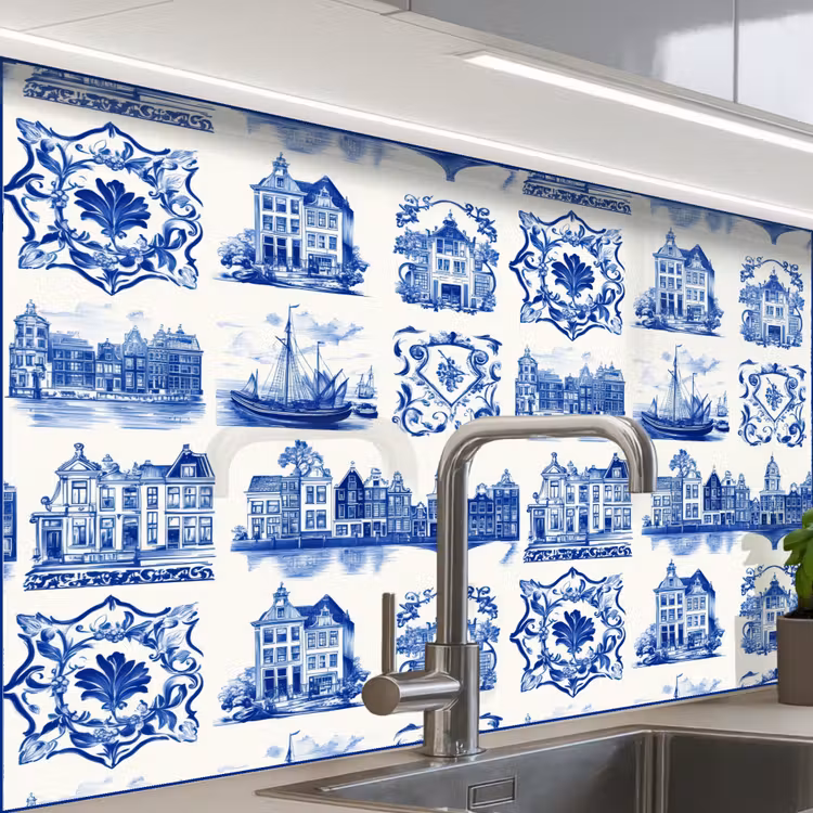 Revestimiento cocina - Casas - Barcos - Azul — 1