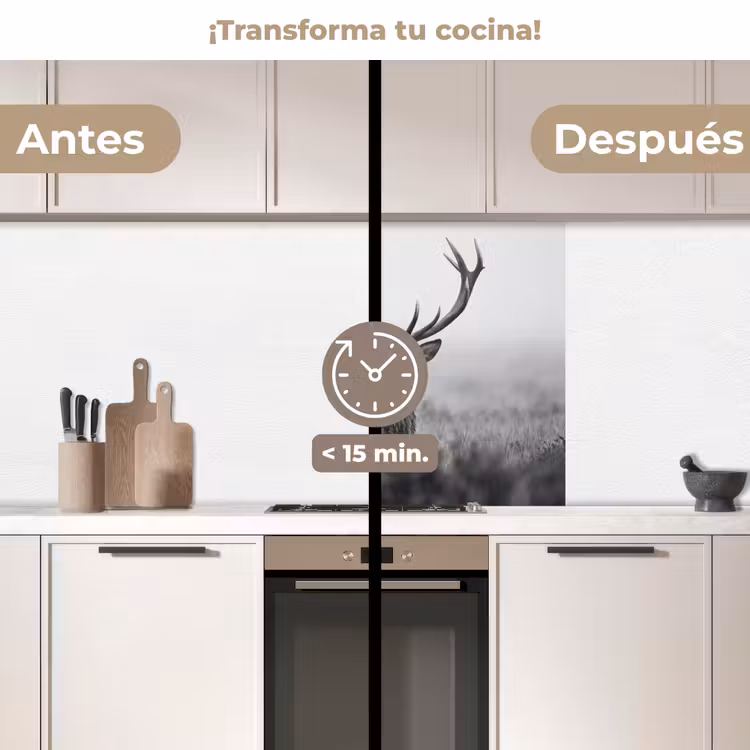 Revestimiento cocina - Ciervo - Niebla - Negro - Blanco — 2