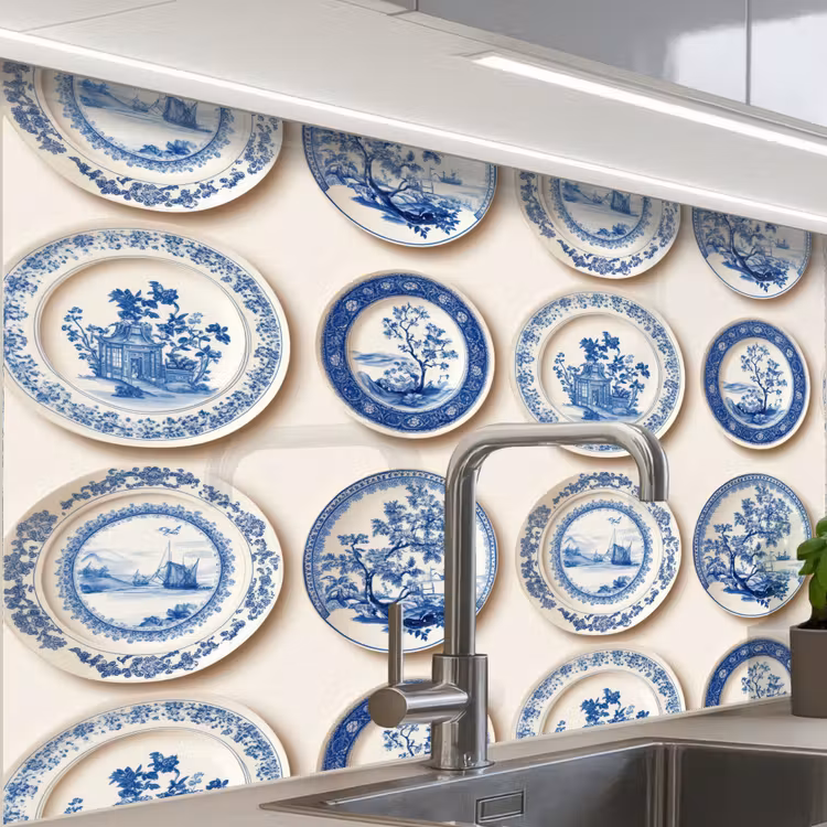 Revestimiento cocina - Señales - Árboles - Plantas - Azul — 1