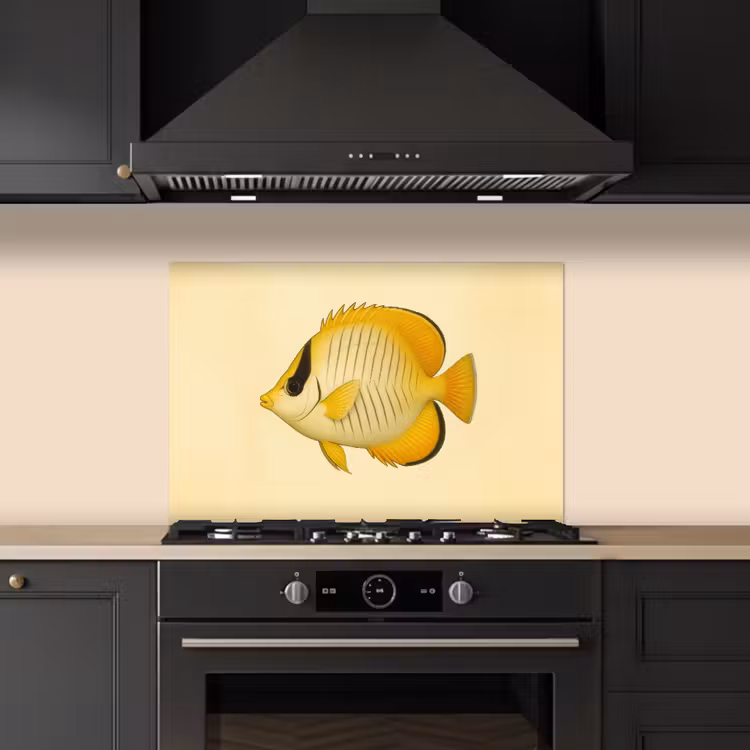 Salpicaderos de cocina - Oval - Pez - Amarillo - Escamas — 5