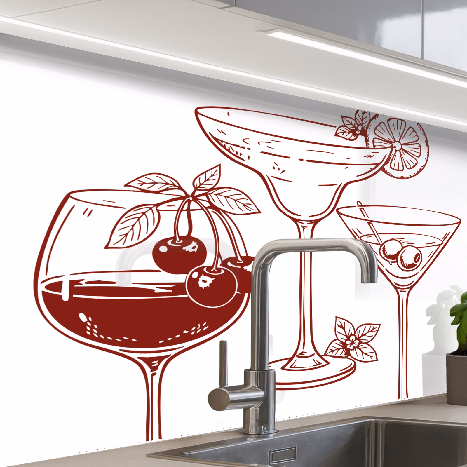 Revestimiento cocina - Vasos - Cócteles - Rojo — 1