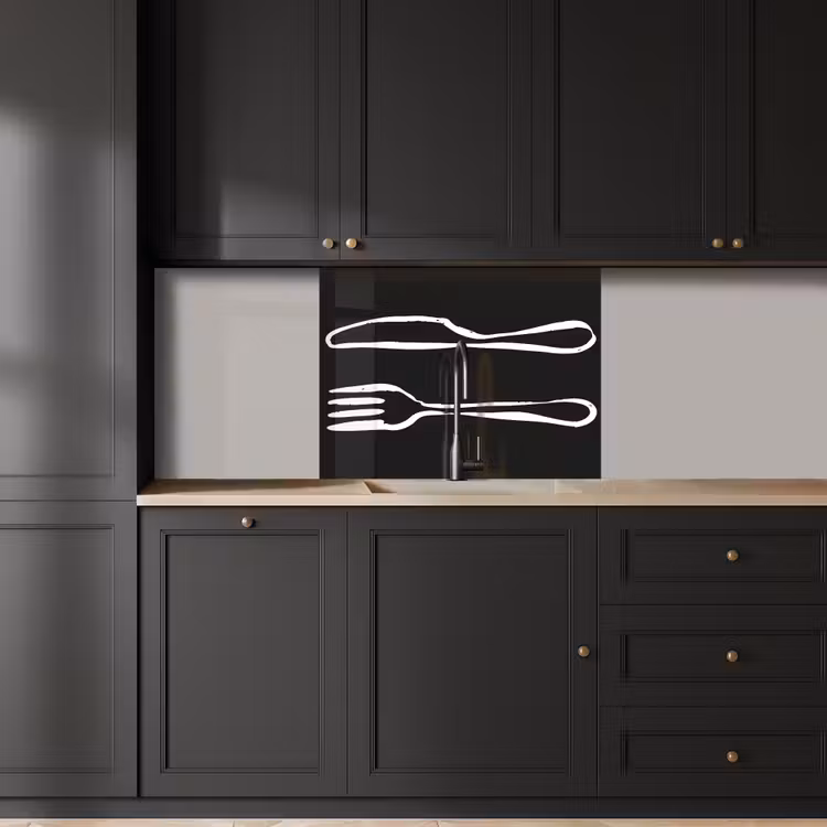 Revestimiento cocina - Cubiertos - Mentira - Negro - Blanco — 5