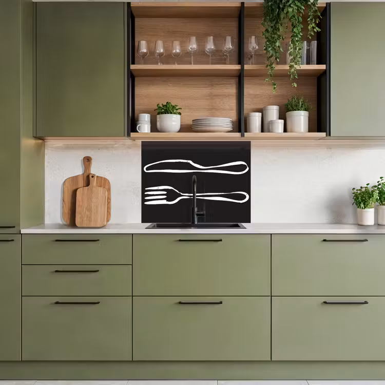 Revestimiento cocina - Cubiertos - Mentira - Negro - Blanco — 7