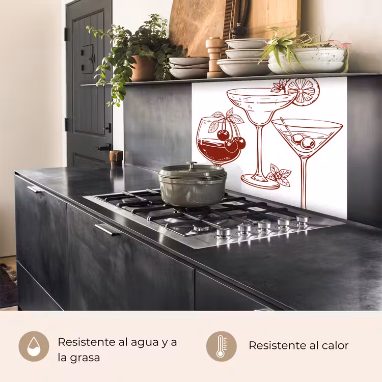 Revestimiento cocina - Vasos - Cócteles - Rojo — 4