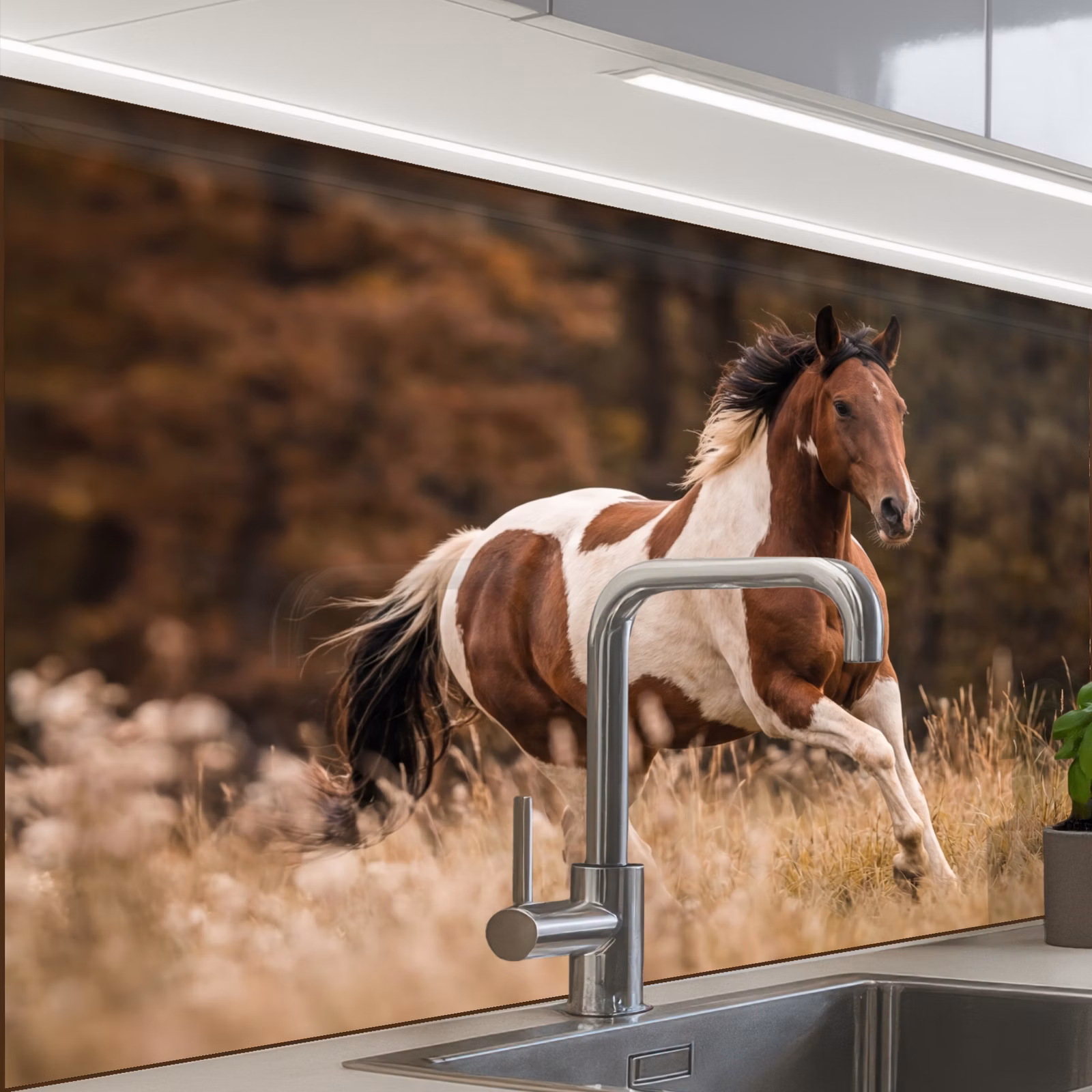 Revestimiento cocina - Caballo - Marrón - Hierba — 1