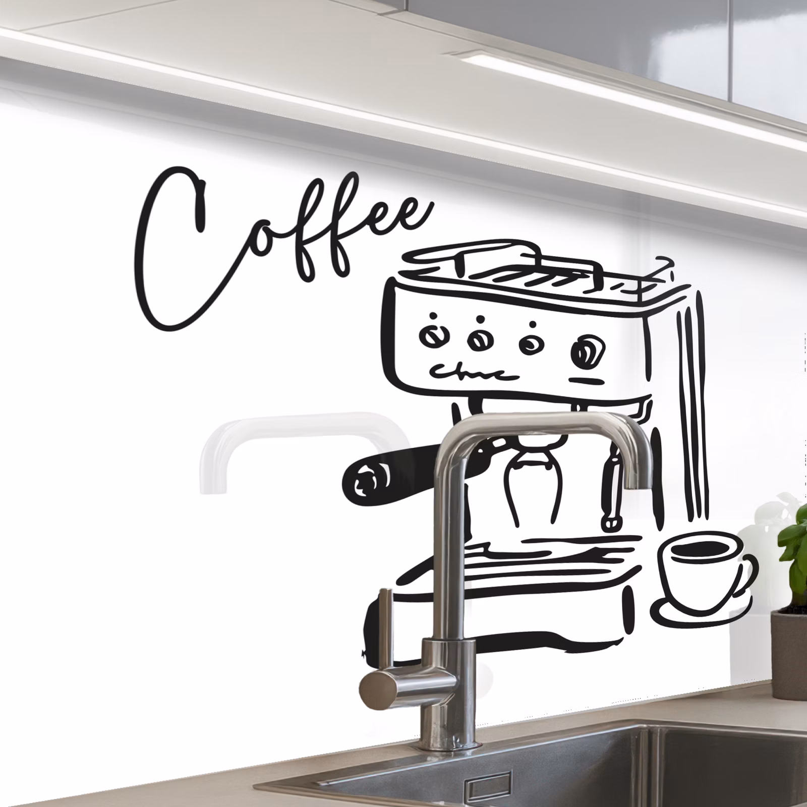 Revestimiento cocina - Máquina de café espresso - Negro - Blanco — 1