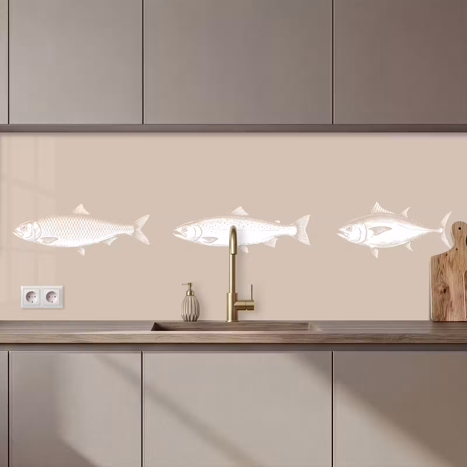 Revestimiento cocina - Pescado - Beige - Blanco — 1