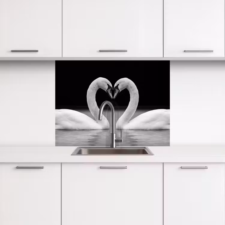 Revestimiento cocina - Cisnes - Corazón - Negro - Blanco — 3