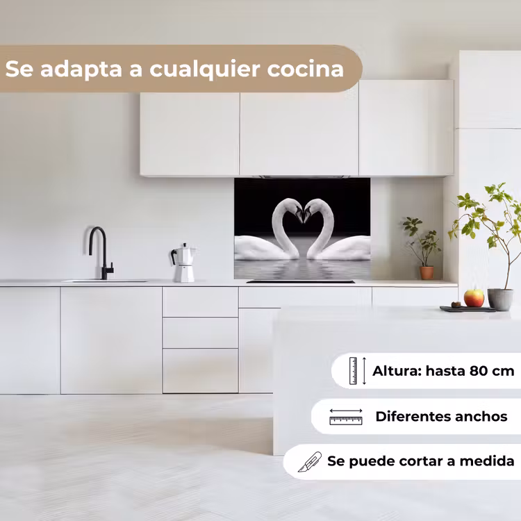 Revestimiento cocina - Cisnes - Corazón - Negro - Blanco — 6