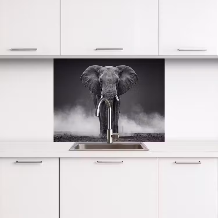 Revestimiento cocina - Elefante - Negro - Blanco - Humo — 3